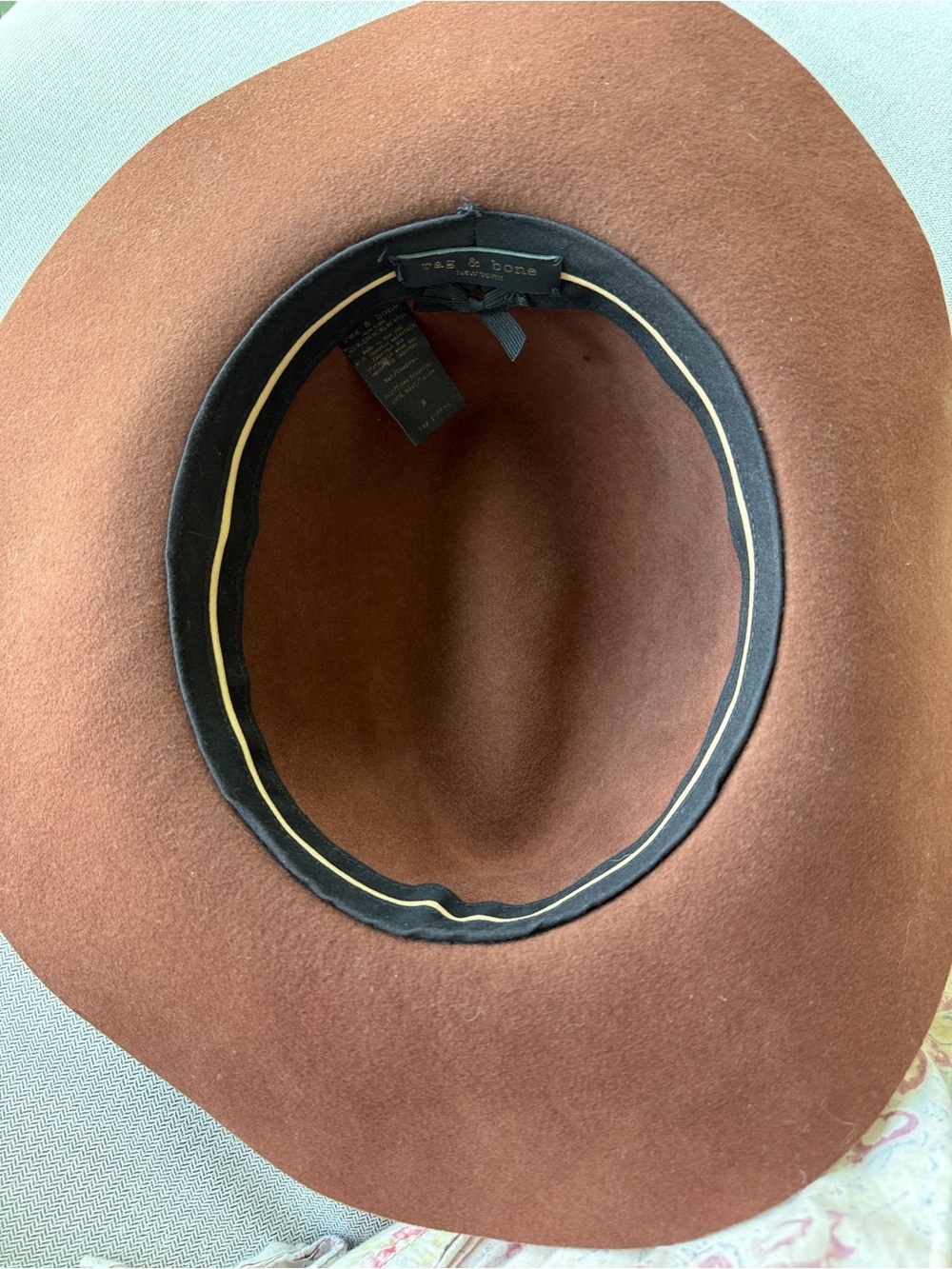 Rag & Bone Brown Wide-Brim Wool Felt Hat with Leather Band M - Picture 7 of 9